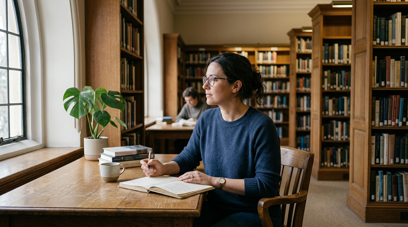 Calm academic setting symbolising thoughtful psychological reflection